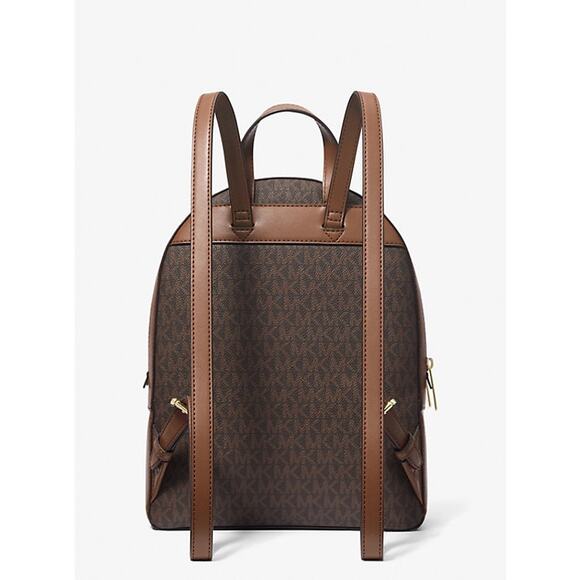 MICHAEL KORS Jaycee Medium MK Monogram Logo Backpack Brown Coated Canvas NWT - Picture 7 of 9